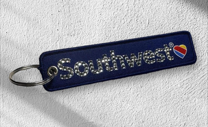 Rhinestone Flight Attendant Luggage Tag: Bedazzled Crew Bag Keychain by Flight Flair
