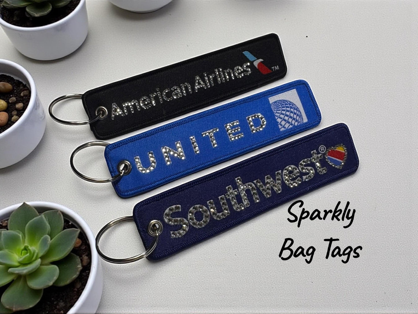 Rhinestone Flight Attendant Luggage Tag: Bedazzled Crew Bag Keychain by Flight Flair