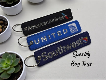 Rhinestone Flight Attendant Luggage Tag: Bedazzled Crew Bag Keychain by Flight Flair