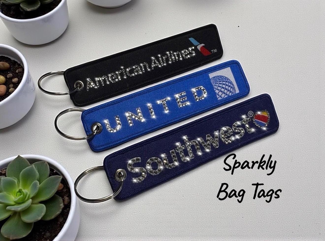 Rhinestone Flight Attendant Luggage Tag: Bedazzled Crew Bag Keychain by Flight Flair