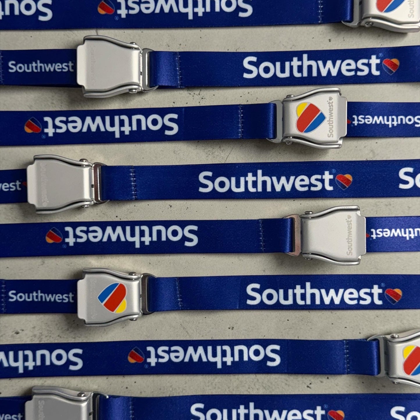 Southwest Airlines Seatbelt Lanyard, Aviation ID Badge Holder, Flight Attendant Gift by Flight Flair
