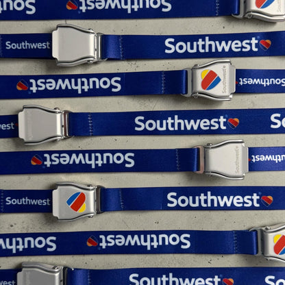 Southwest Airlines Seatbelt Lanyard, Aviation ID Badge Holder, Flight Attendant Gift by Flight Flair