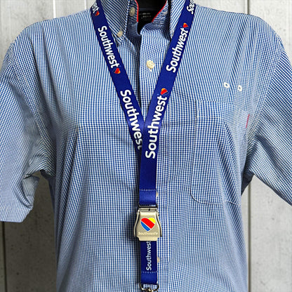 Southwest Airlines Seatbelt Lanyard, Aviation ID Badge Holder, Flight Attendant Gift by Flight Flair