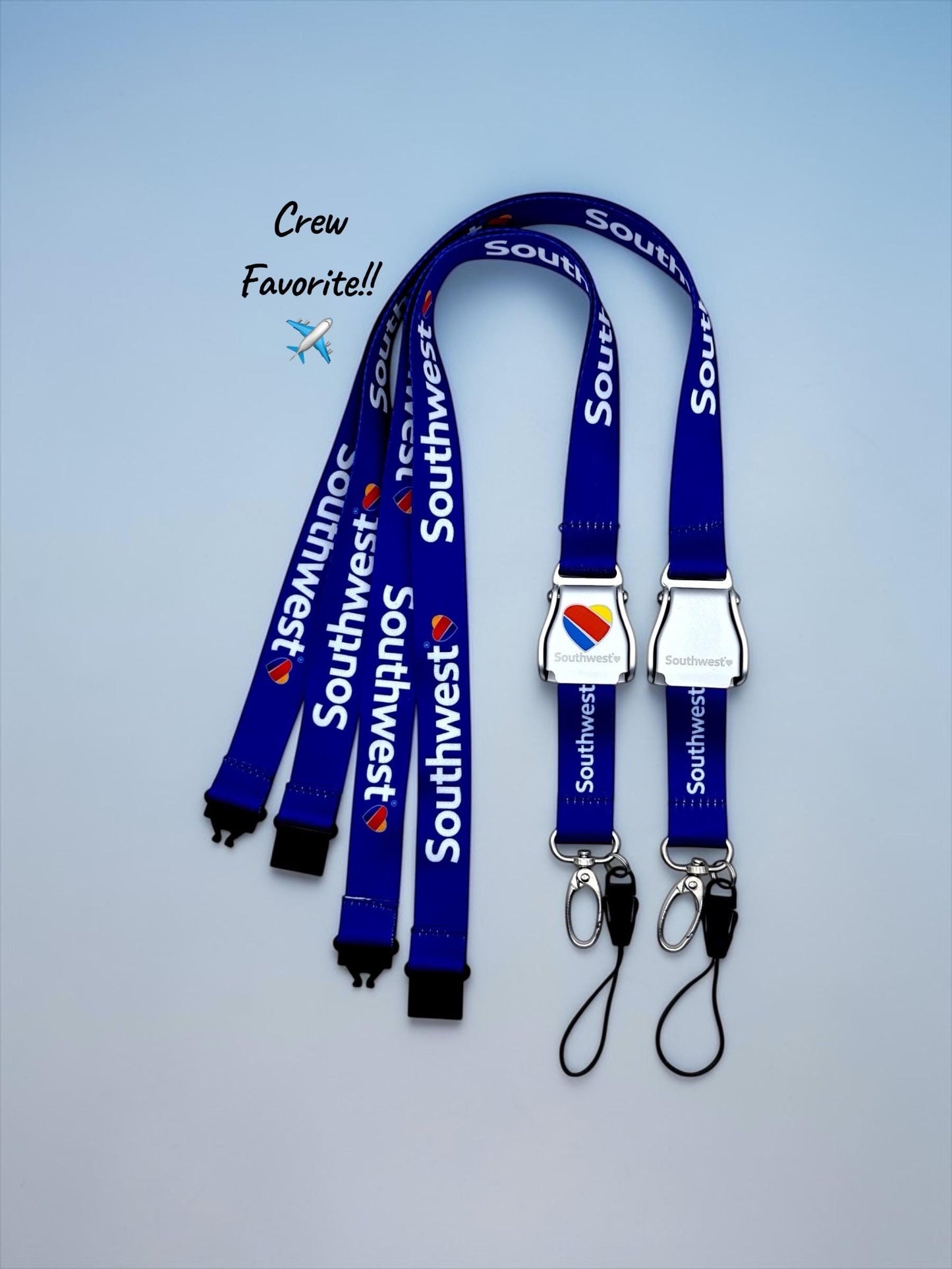 Southwest Airlines Seatbelt Lanyard, Aviation ID Badge Holder, Flight Attendant Gift by Flight Flair