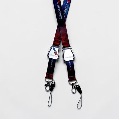 American Airlines Seatbelt Lanyard, Aviation ID Badge Holder, Flight Attendant Gift, AA by Flight Flair