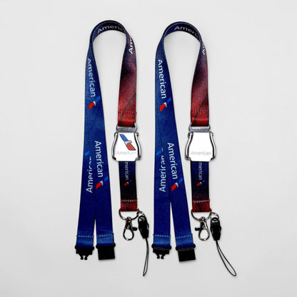 American Airlines Seatbelt Lanyard, Aviation ID Badge Holder, Flight Attendant Gift, AA by Flight Flair