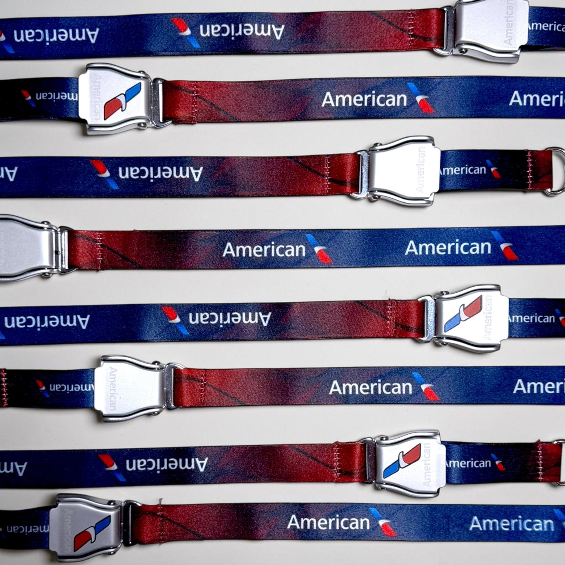 American Airlines Seatbelt Lanyard, Aviation ID Badge Holder, Flight Attendant Gift, AA by Flight Flair
