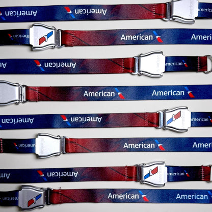 American Airlines Seatbelt Lanyard, Aviation ID Badge Holder, Flight Attendant Gift, AA by Flight Flair