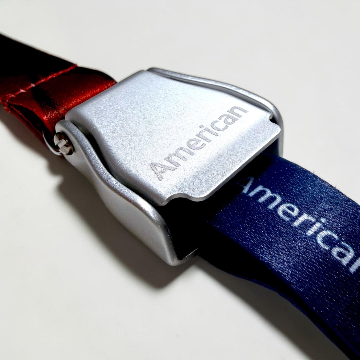 American Airlines Seatbelt Lanyard, Aviation ID Badge Holder, Flight Attendant Gift, AA by Flight Flair