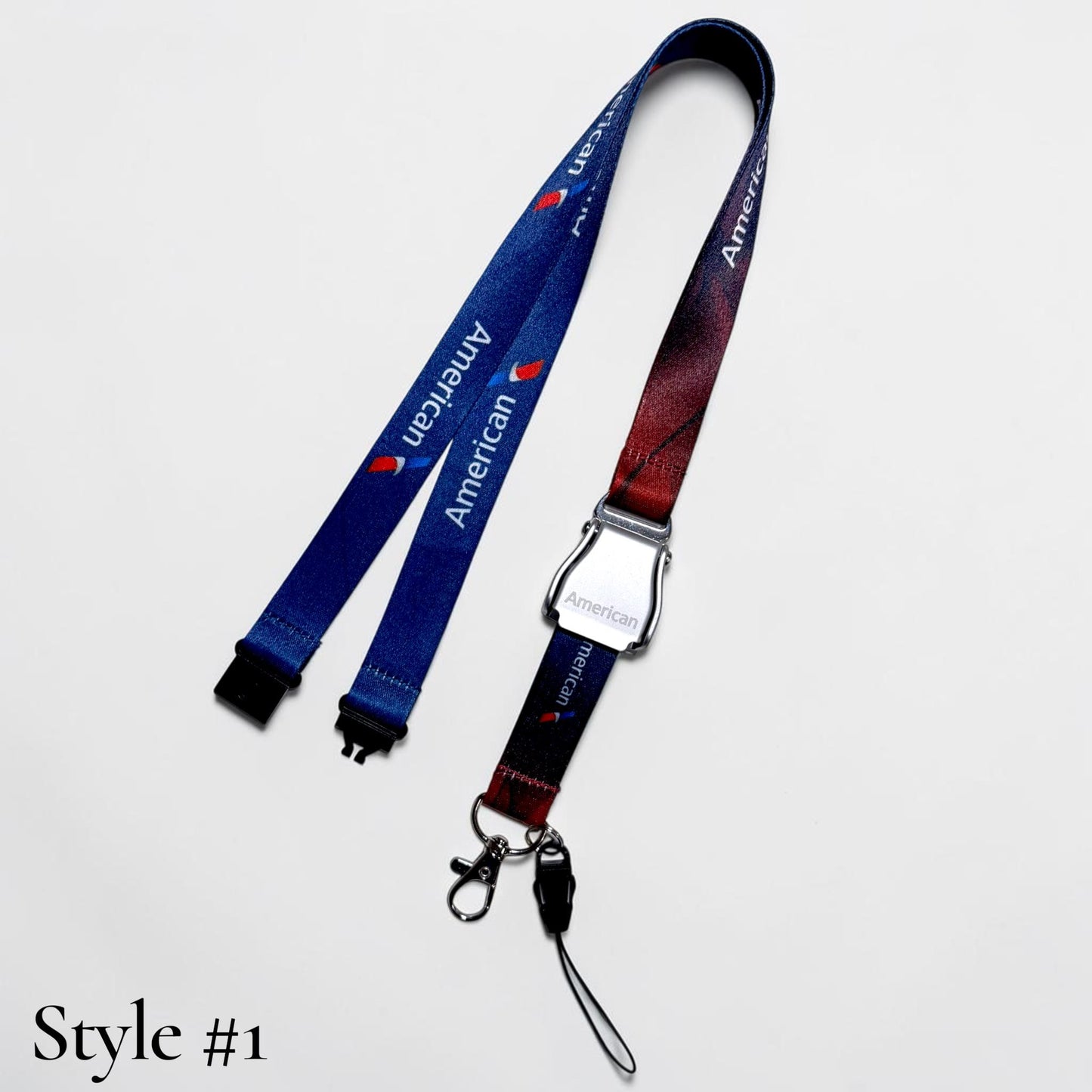 American Airlines Seatbelt Lanyard, Aviation ID Badge Holder, Flight Attendant Gift, AA by Flight Flair