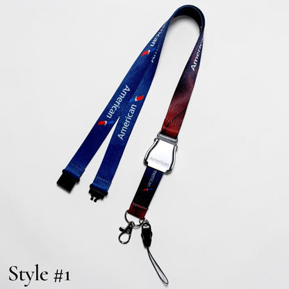 American Airlines Seatbelt Lanyard, Aviation ID Badge Holder, Flight Attendant Gift, AA by Flight Flair