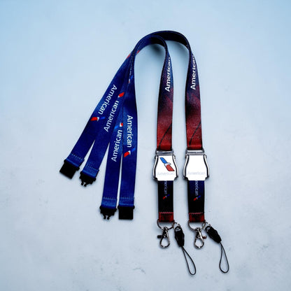 American Airlines Seatbelt Lanyard, Aviation ID Badge Holder, Flight Attendant Gift, AA by Flight Flair