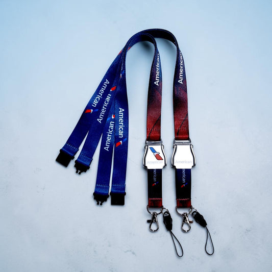 American Airlines Seatbelt Lanyard, Aviation ID Badge Holder, Flight Attendant Gift, AA by Flight Flair