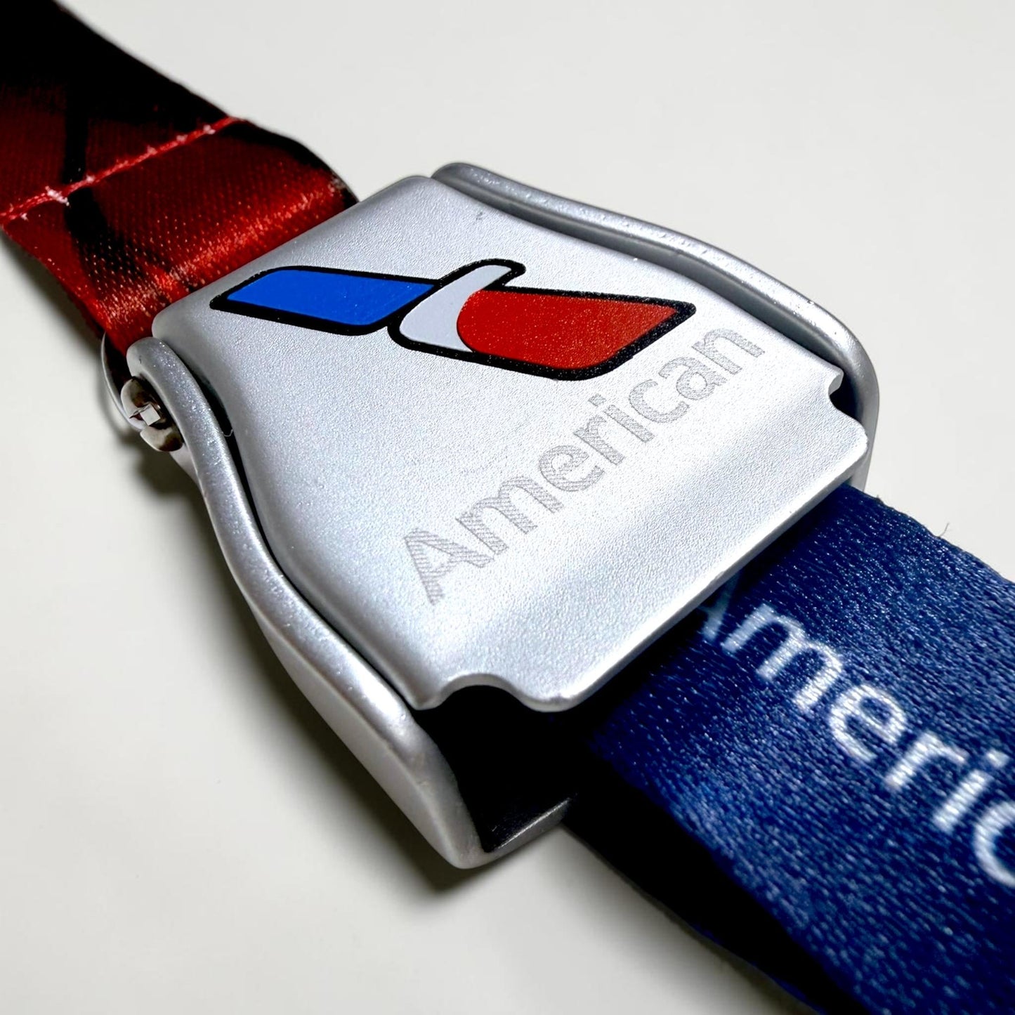 American Airlines Seatbelt Lanyard, Aviation ID Badge Holder, Flight Attendant Gift, AA by Flight Flair