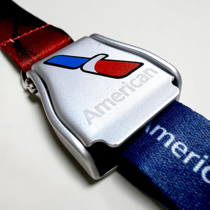 American Airlines Seatbelt Lanyard, Aviation ID Badge Holder, Flight Attendant Gift, AA by Flight Flair