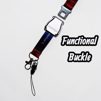 American Airlines Seatbelt Lanyard, Aviation ID Badge Holder, Flight Attendant Gift, AA by Flight Flair