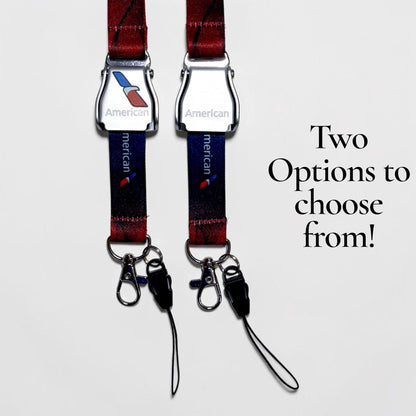 American Airlines Seatbelt Lanyard, Aviation ID Badge Holder, Flight Attendant Gift, AA by Flight Flair