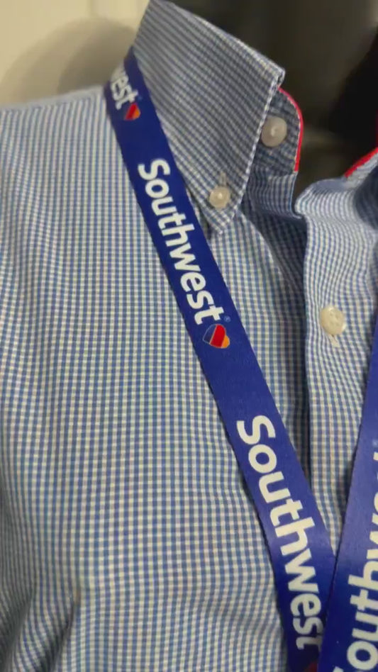 Southwest Airlines Seatbelt Lanyard, Aviation ID Badge Holder, Flight Attendant Gift